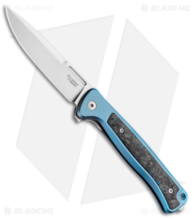 LionSteel Knives Skinny MagnaCut Frame Lock Knife Black/Blue Ti (3.3