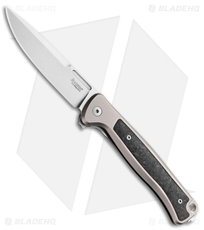 LionSteel Knives Skinny MagnaCut Frame Lock Knife Titanium + CF (3.3" SW)