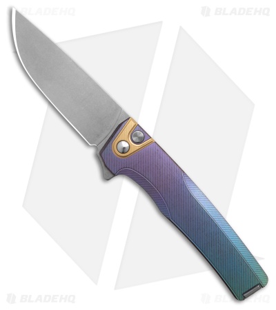 MachineWise Sonora Button Lock Knife Titanium  Distress Fade/Brass (3.4" S35VN)