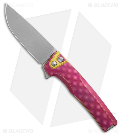 MachineWise Sonora Button Lock Knife Pink/Gold Titanium (3.4" SW MagnaCut)