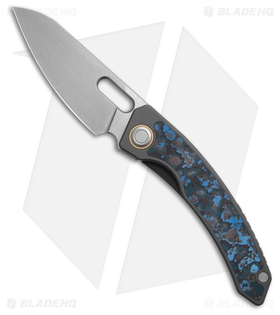 Maxace Black Mirror Frame Lock Knife TC4 Blue FatCarbon (3.3" SW MagnaCut)
