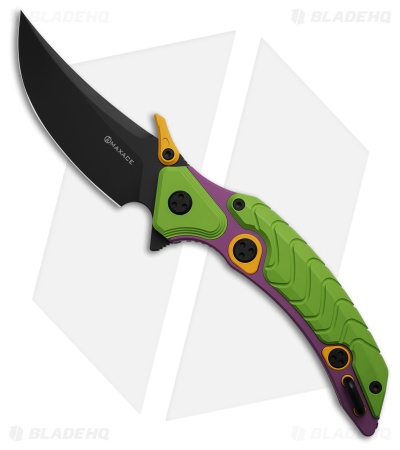 Maxace Dragon Knight Frame Lock Knife Green/Purple Cerakote Ti (4