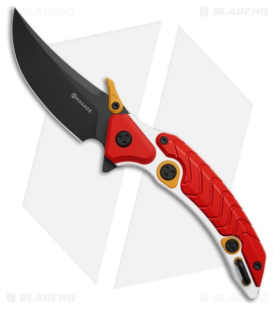 Maxace Dragon Knight Frame Lock Knife Red/White Cerakote Ti (4
