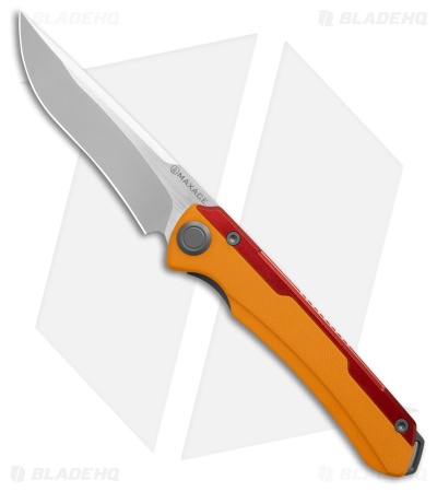 Maxace Kestrel Frame Lock Knife Red Aluminum Yellow G-10 (3.75