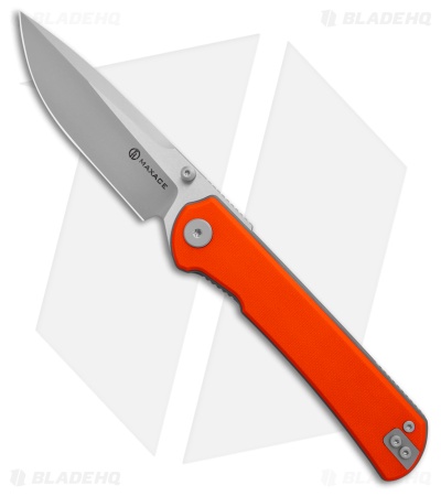Maxace Knives Peregrine S Liner Lock Knife Orange G-10 (3.5" Satin)