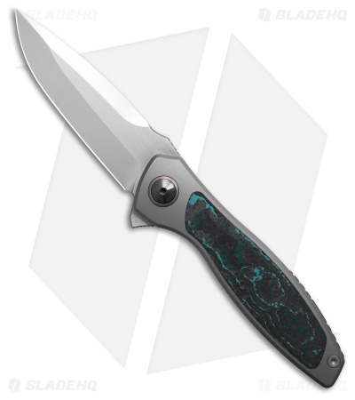 Maxace Perseus Frame Lock Knife Ti + Blue CF Inlay (3.3" Satin) OM47-1- B