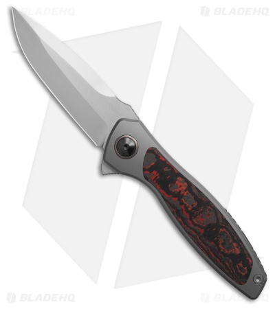 Maxace Perseus Frame Lock Knife Ti + Red CF Inlay (3.3" Satin) OM47-1- A
