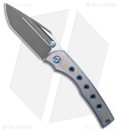 NCC Knives Custom BBM v2 Milled Frame Lock Knife Blue Ano Ti (3.1" Acid Wash)