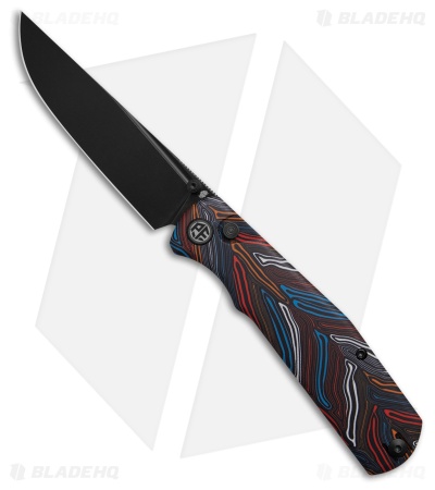 Petrified Fish Lis Button Lock Knife Colorful G-Mascus (3.4" Black)