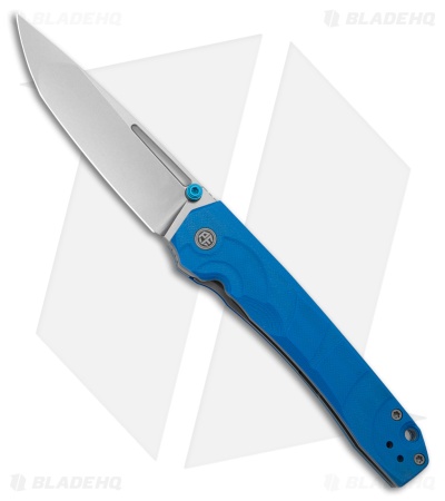 Petrified Fish Ripple Liner Lock Knife Bright Blue G-10 (3.8" SW) PFP11BW
