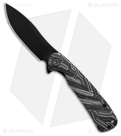 Petrified Fish Rogue Liner Lock Knife Black/White G-Mascus (3.4" Black)