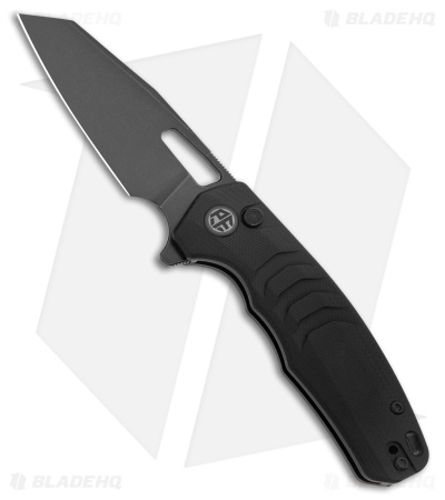 Petrified Fish Trilobite Button Lock Knife Black G-10 (3" PVD 14C28N) PFE17DDW