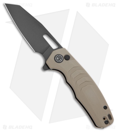 Petrified Fish Trilobite Button Lock Knife Khaki G-10 (3" PVD 14C28N) PFE17KDW
