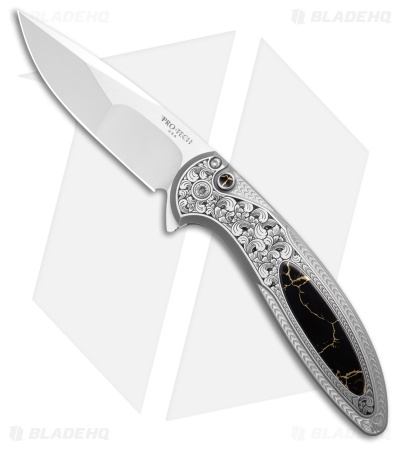 Pro-Tech Custom Cambria Knife Bruce Shaw Engraved Mike Irie (3.5" Two-Tone)