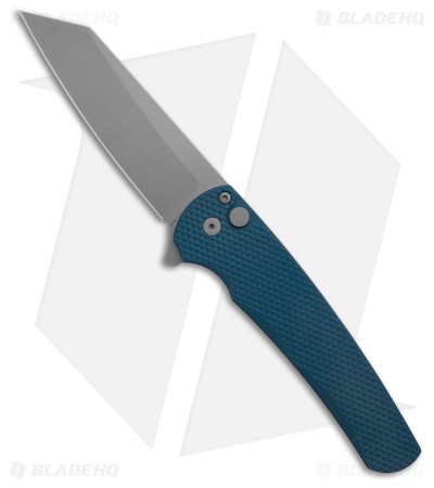 Pro-Tech Malibu Reverse Tanto MagnaCut Knife Textured Blue Aluminum (3.3" SW)