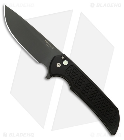 Pro-Tech Mordax Button Lock Knife Black Aluminum Honeycomb (3.5" DLC S45VN)