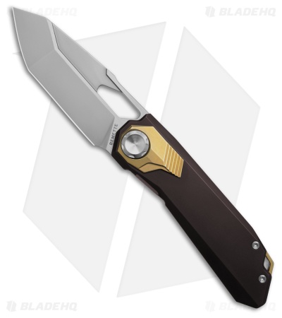 REMETTE RT-Peregrine Falcon Button Lock Knife Brown Ti + Gold (3.2