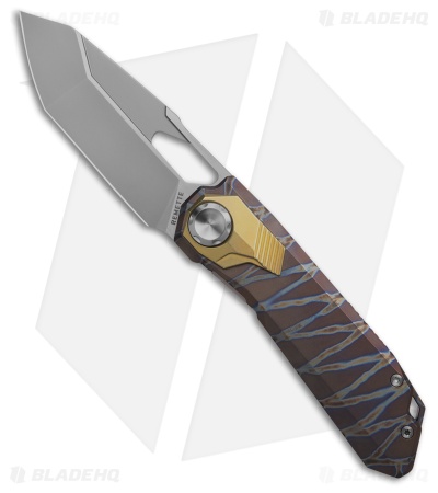 REMETTE RT-Peregrine Falcon Button Lock Knife Flamed Ti + Gold (3.2