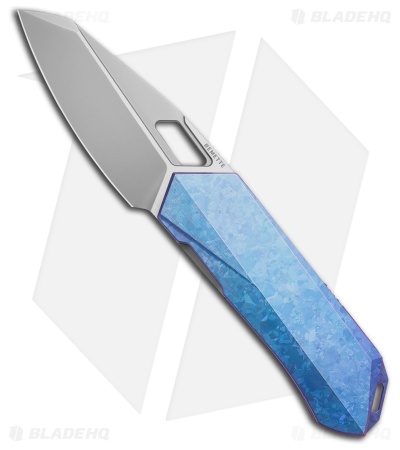 REMETTE RT-Woodpecker Liner Lock Knife Blue Titanium (3" Pearlescent)