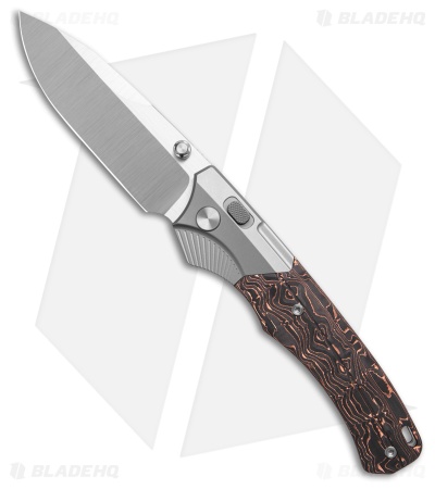 REMETTE WD107 Button Lock Knife Ti + Copper Carbon Fiber Inlays (3.3" Satin)
