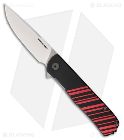 Real Steel Karly Liner Lock Knife Black/Red Aluminum (3.1" Satin)