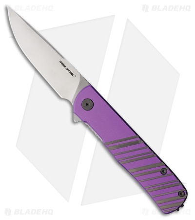 Real Steel Karly Liner Lock Knife Gray/Purple Aluminum (3.1" Satin)