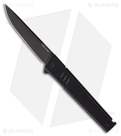Real Steel Kikashi Liner Lock Knife Black/Green G-10 (3.5" Black PVD)