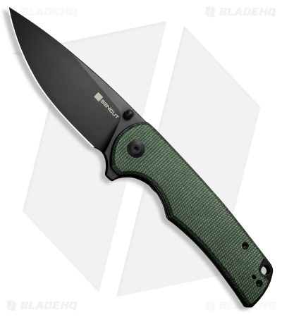 SENCUT Praktisk Liner Lock Knife Green Micarta (3.6" Black)
