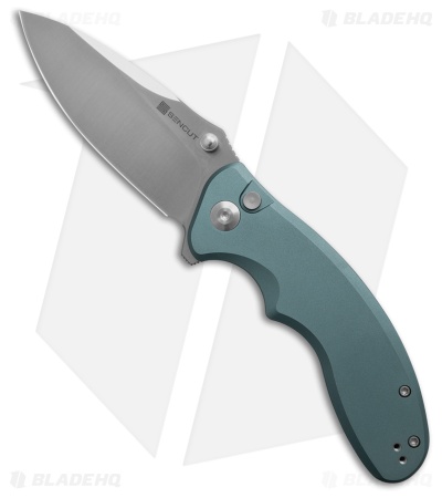 SENCUT Cybrix Button Lock Knife Blue Aluminum (3.5" Satin)