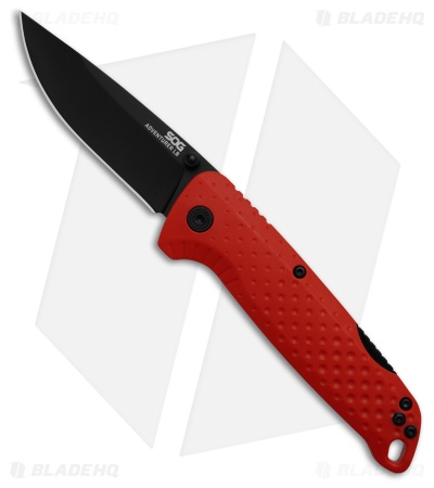 SOG Adventurer LB Lock Back Knife Red Polymer (3" Black)
