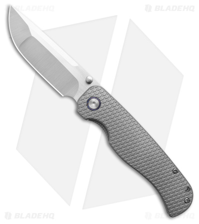 TuyaKnife Wrath Frame Lock Knife Gray Titanium Diamond Pattern (3.5" Hand Satin)