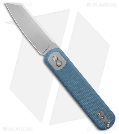 Vosteed Corgi Treklock Sheepsfoot Knife Blue Micarta (3" Satin 14C28N)