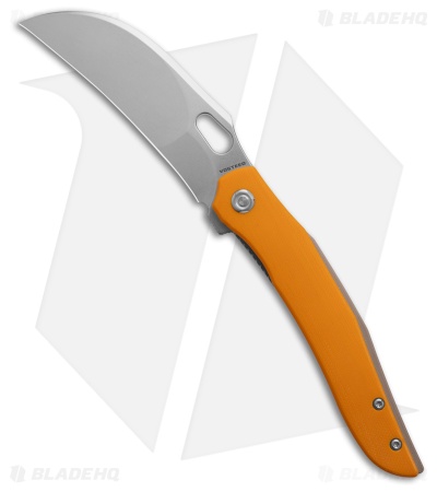 Vosteed Griffin Hawkbill Liner Lock Knife Yellow G-10 (3.5" Stonewash 14C28N)