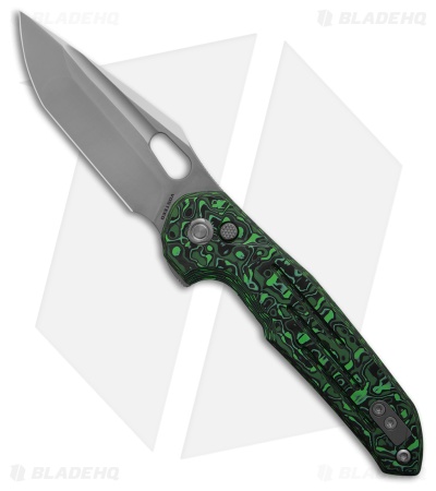 Vosteed Thunderbird Tanto Button Lock Knife Black/Green Carbon Fiber (3" Satin)