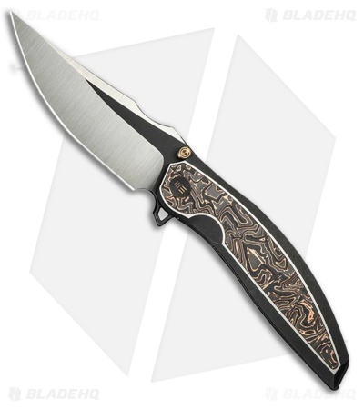 WE Knife Co. Quinseris Frame Lock Knife Black Ti + Copper Foil CF (4" Two-Tone)
