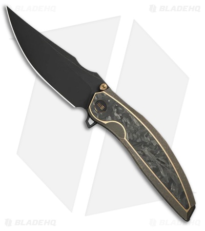 WE Knife Co. Quinseris Frame Lock Knife Bronze Ti + Shredded CF (4" Black SW)