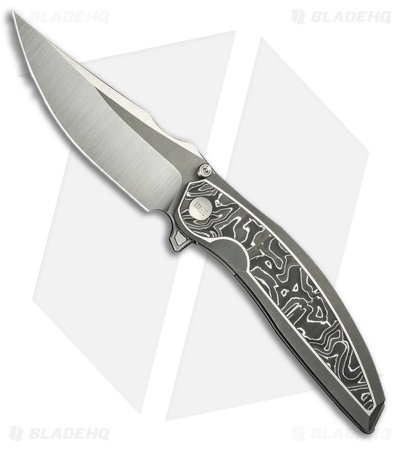 WE Knife Co. Quinseris Frame Lock Knife Gray Ti + Aluminum Foil CF (4" Satin/SW)