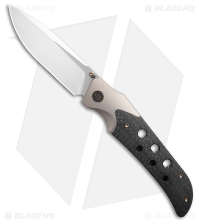 WE Knife Co. WE-Guthrie Frame Lock Knife Champagne Ti + Twill CF (3.9" Satin)