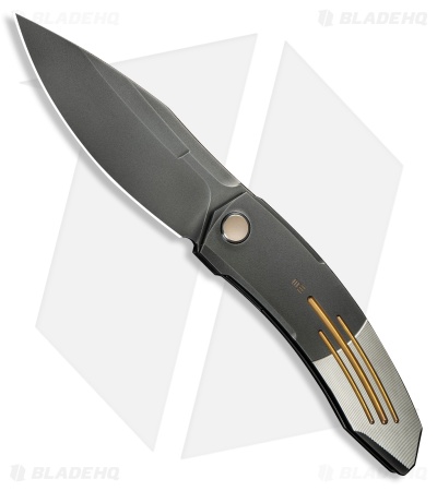WE Knife Co. Sine Wave Liner Lock Knife Polished Gray/Satin Titanium (3.9" Gray)