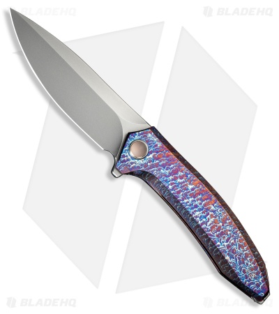 WE Knife Co. Acuminal Frame Lock Knife Flamed Titanium (3.9" Polished/BB)
