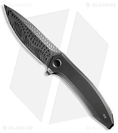 WE Knife Co. Acuminal Frame Lock Knife Polished Gray Ti (3.9" Fafnir Damasteel)