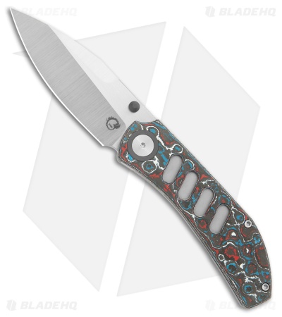 Yan Knives Chevron MagnaCut Thumb Stud Knife Nebula Carbon Fiber (3.5" Satin)