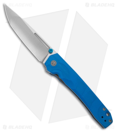 Petrified Fish Ripple Liner Lock Knife Bright Blue G-10 (3.8" Satin) PFP11BS