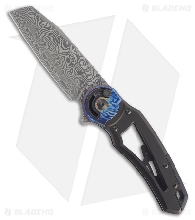 Fox Knives Metamorphosis Wharncliffe Knife CF/Blue Ti (3.2" Damascus)