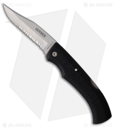 Gerber Gator-Mate Lockback Knife Black Kraton (3.1" Bead Blast Serrated)