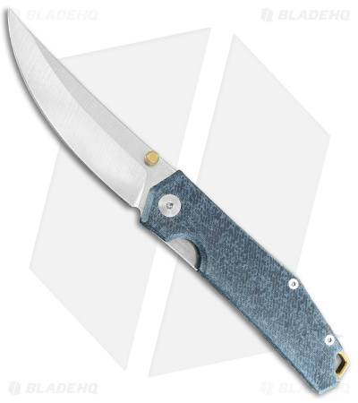 GiantMouse Vox/Anso ACE Clyde Liner Lock Knife Denim Micarta/Brass (3" Satin)
