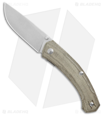 GiantMouse Vox/Anso ACE Iona V2 Green Canvas Micarta (3" Stonewash MagnaCut)