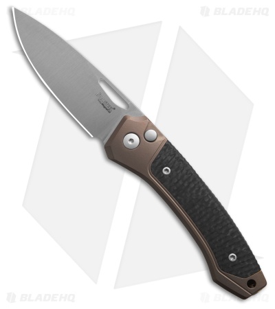 LionSteel Twain MagnaCut Button Lock Knife Bronze/Carbon Fiber (3" Satin) TWBRCF