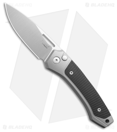 LionSteel Twain Button Lock Knife Bronze Titanium/CF (3" Damascus)