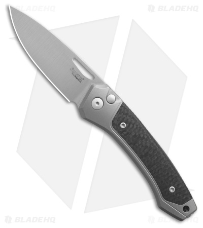 LionSteel Twain MagnaCut Button Lock Knife Titanium/Carbon Fiber (3" Satin)